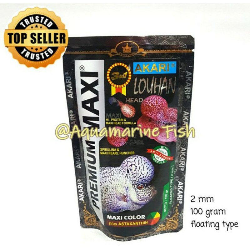 Akari Premium Maxi Louhan 100gr makanan ikan pakan pelet louhan mutiara cencu kamfa srd 100 gr Aquam