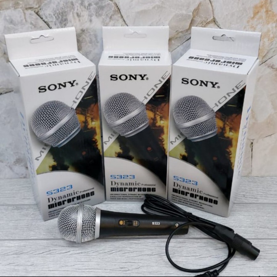 COD✅ MICROPHONE KABEL SONY S 323 TERBARU STAINLESS - MIC KARAOKE-MIC KABEL