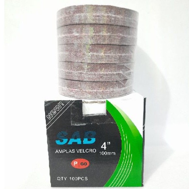 Amplas Bulat grit 60 / Amplas Tempel Velcro 4&quot; Harga Per Kotak (C359K)