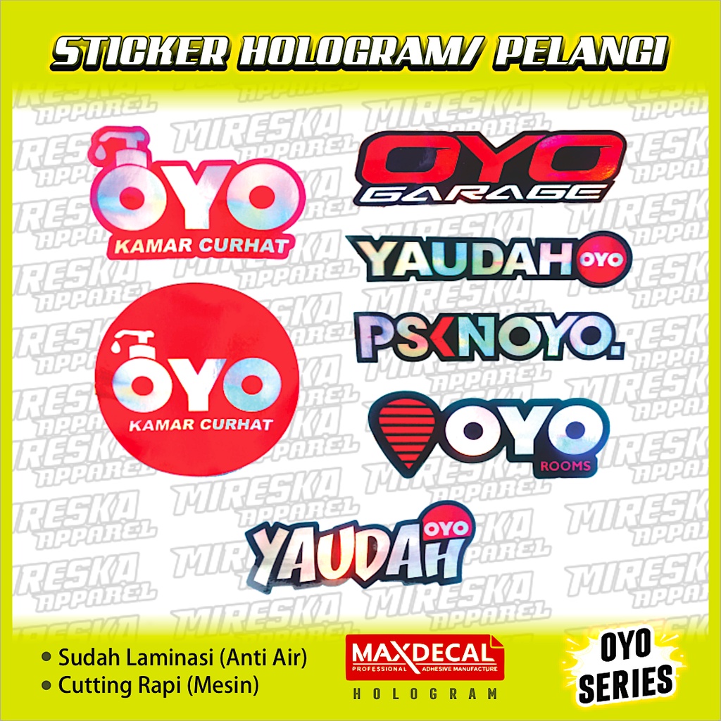 Terbaru Stiker Viral Hologram Terlaris  OYO Series / Sticker Kata Kata /Sticker Motor Bengkel Balap 