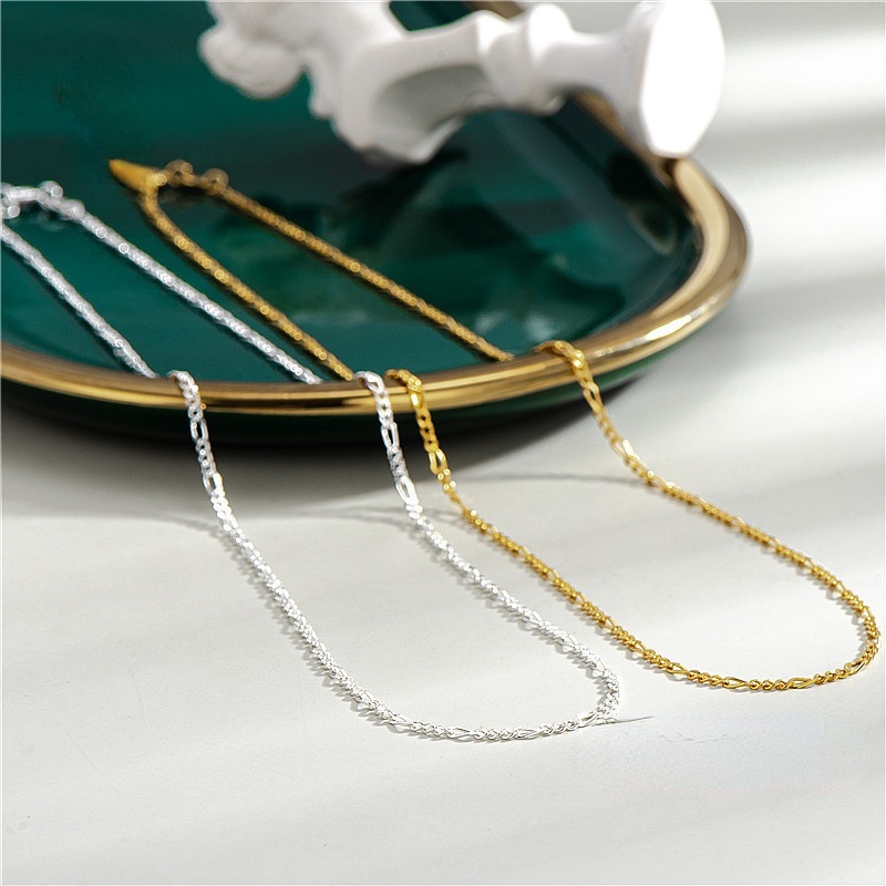 Kalung Rantai sterling silver 925 Lapis Emas 18K Untuk Wanita