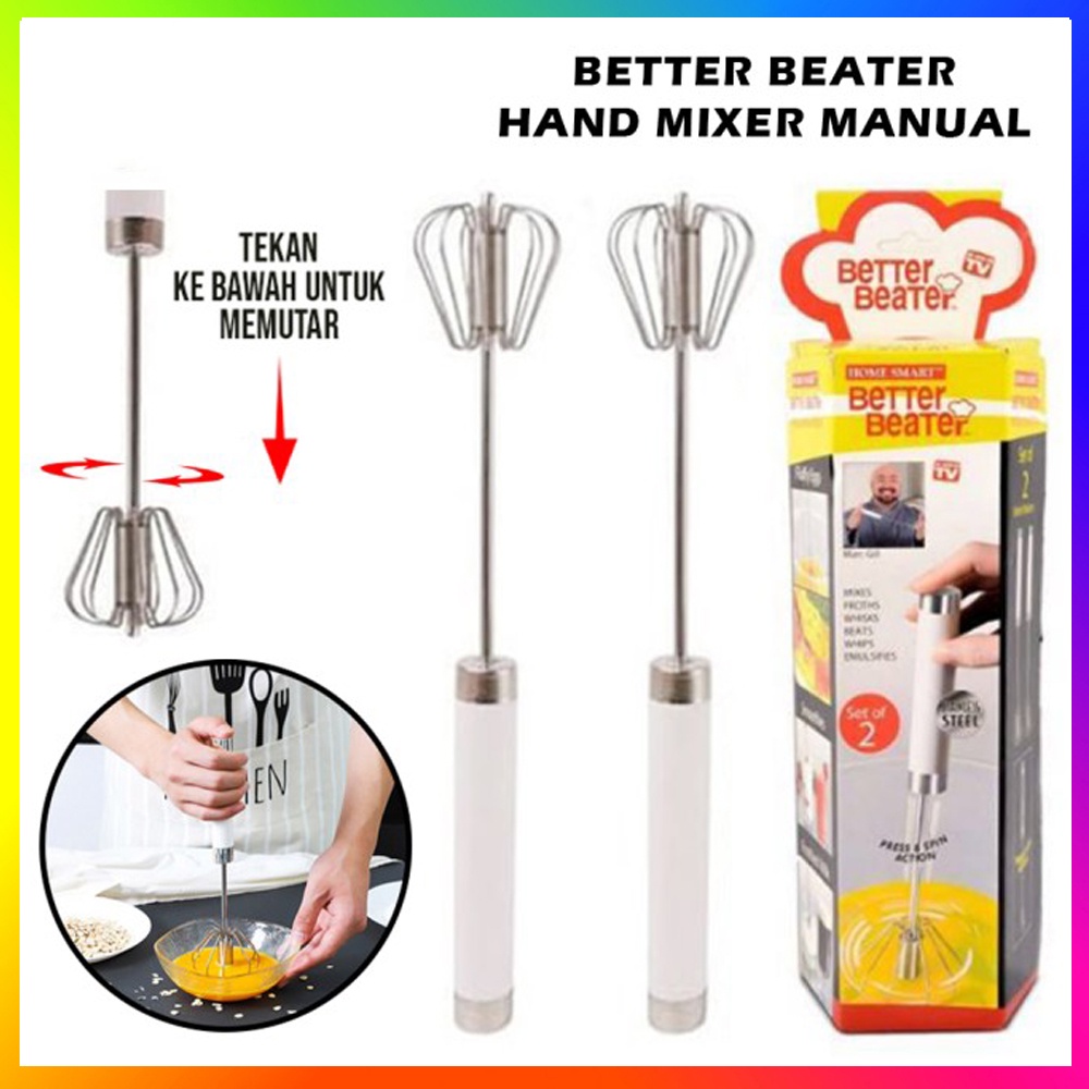 ( DAPAT 2 PCS ) Mixer Manual Better Beater Hand Mixer Otomatis ( Manual )  Pengocok Telur Pengocok Adonan  Warna Acak