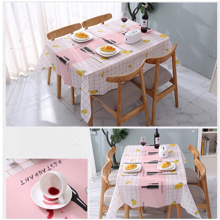 Taplak Meja Makan Estetik Anti Air Alas Meja Ruang Tamu Kotak Persegi Table Cloth Aesthetic Waterproof