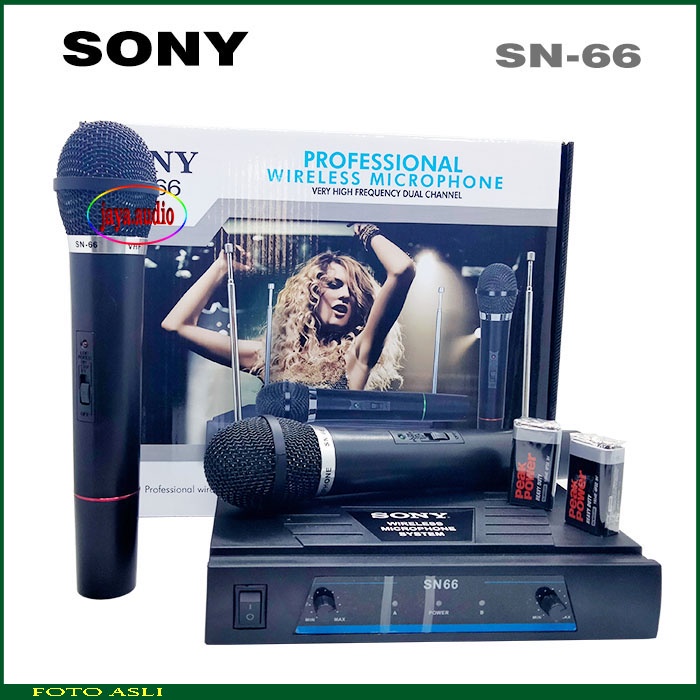 Mic Wireless Sony SN-66 Microphone Tanpa Kabel Dua Mik Pegang/ vokal
