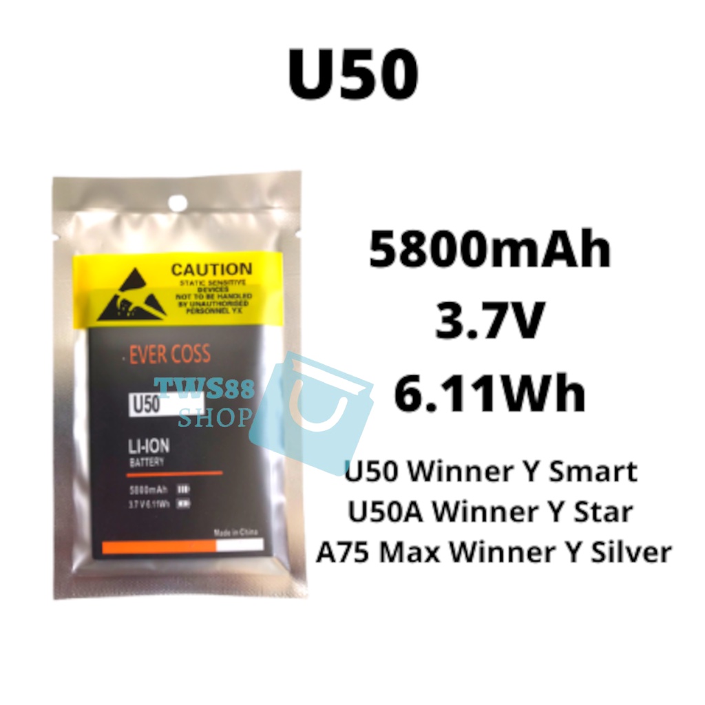 (TWS) Baterai Batre Battery Original Evercoss U50