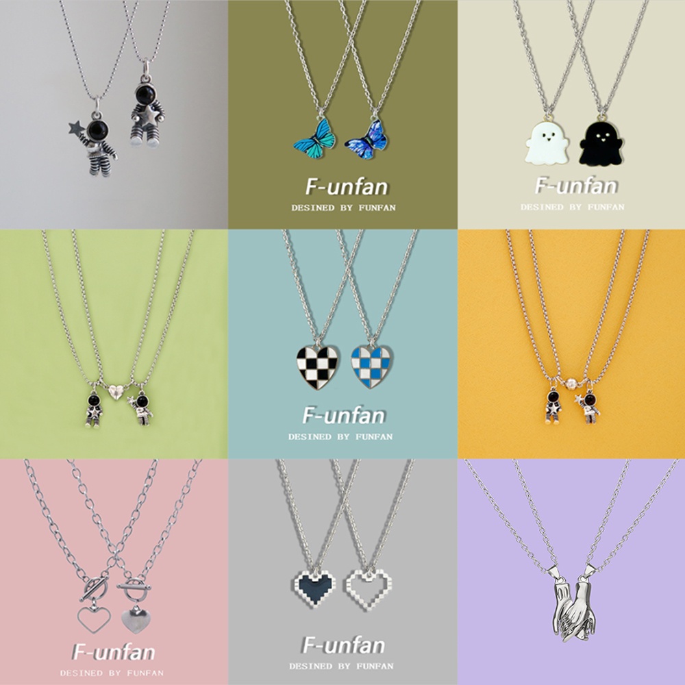 IFYOU Kalung Rantai Choker Desain Astronot Butterfly Love Warna Silver Gaya Korea Untuk Wanita