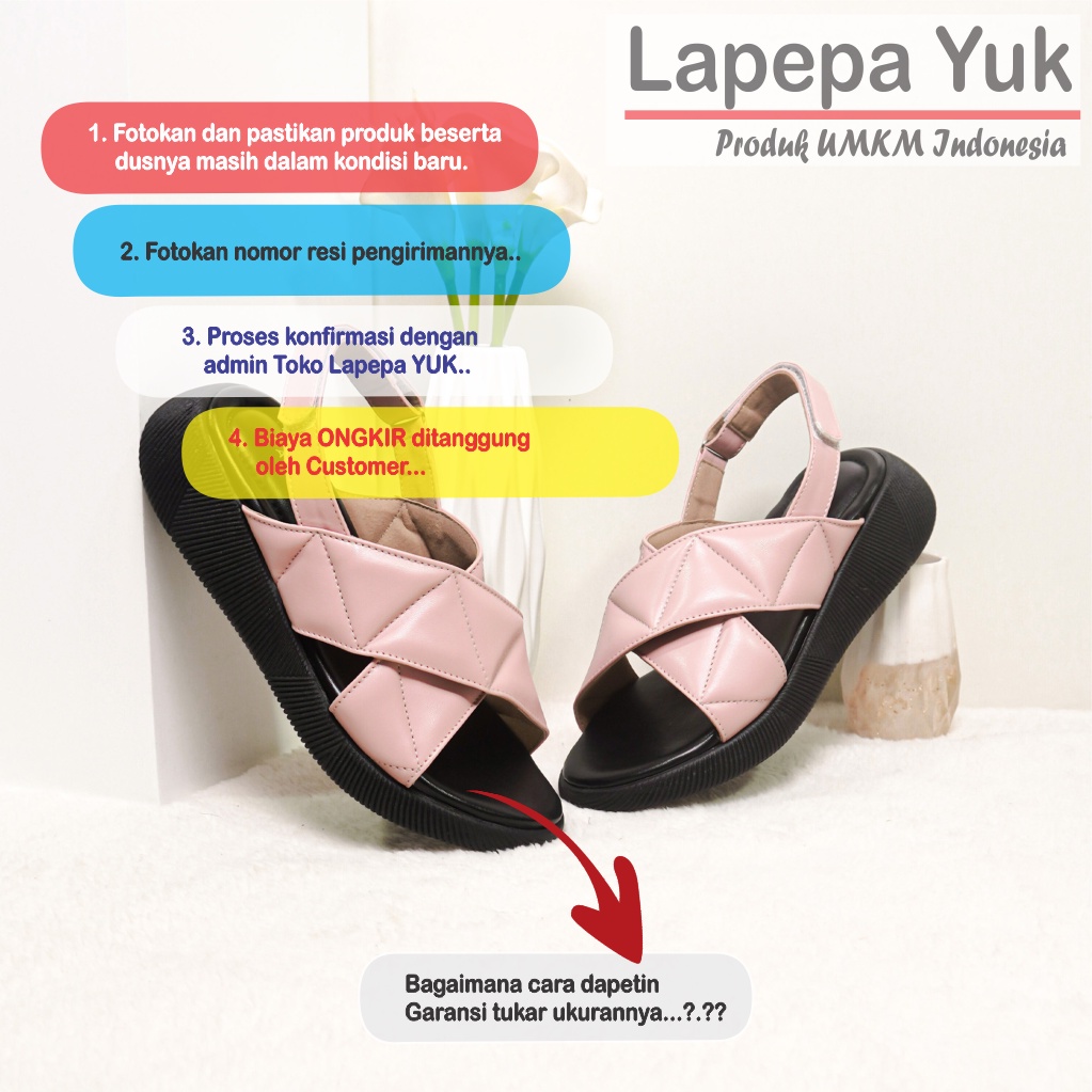 LAPEPA YUK -  Sepatu Sandal Wanita Wedges JOVITA Model Ban dua Tali Strap belakang Hak Tinggi Sole 4 cm Spatu Sendal Gunung Cewek  Size 36 37 38 39 40 41 Warna SALEM Pink Soft Cewe Kekinian Premium Terbaru Shoes Ori Original Mall Official Store Promo