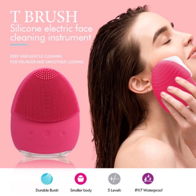 Facial Cleansing Brush Rechargeable Waterproof Pembersih Wajah Elektrik