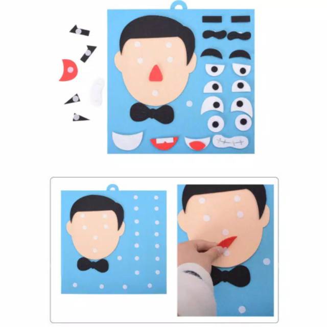 MOMBABY1 Mainan Edukasi Anak Tempel Ekspresi Muka Anak Cowok dan Cewek