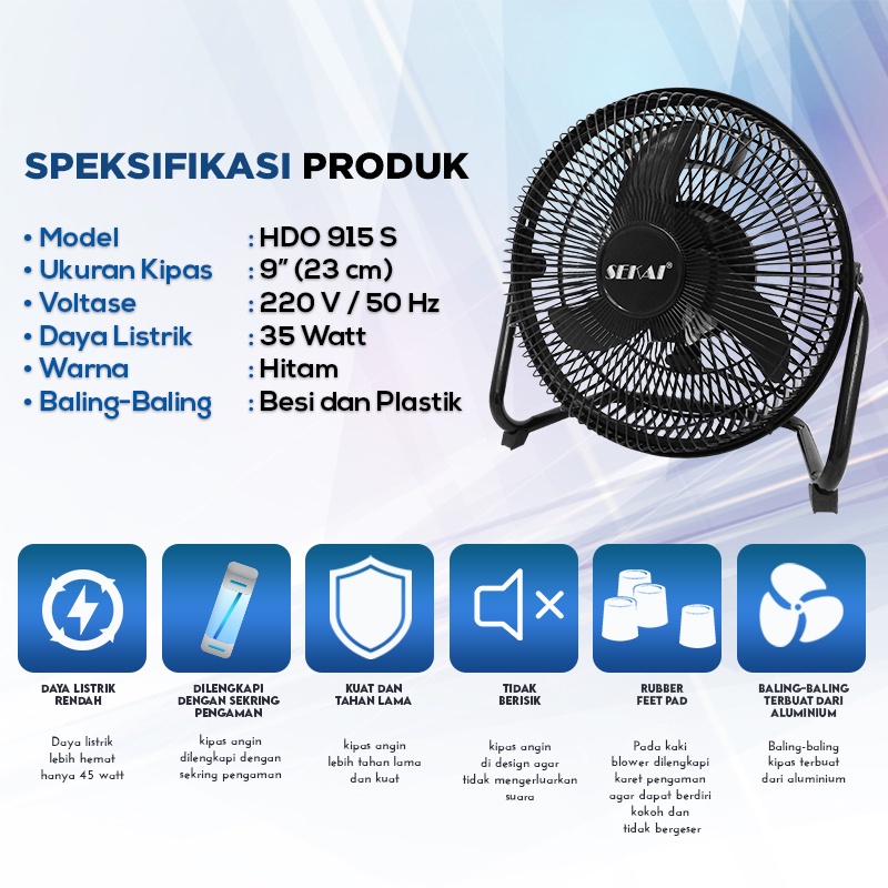 SEKAI Desk/Floor Fan 9 inch HDO915S Kipas Angin Meja Lantai HDO 915-S