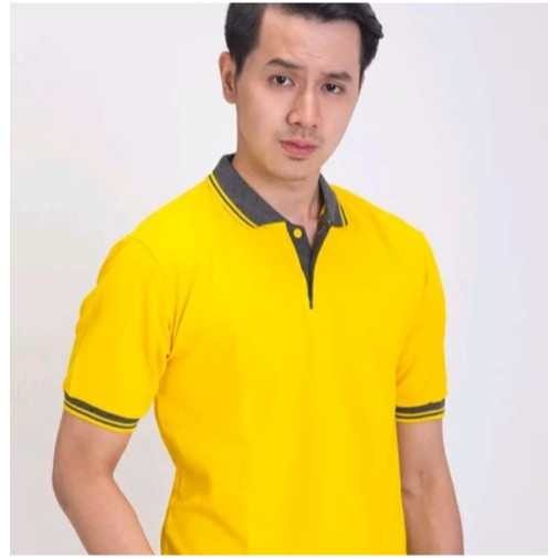 KAOS POLO WANGKI KUNING KENARI POLOS BIG SIZE S M L XL XXL