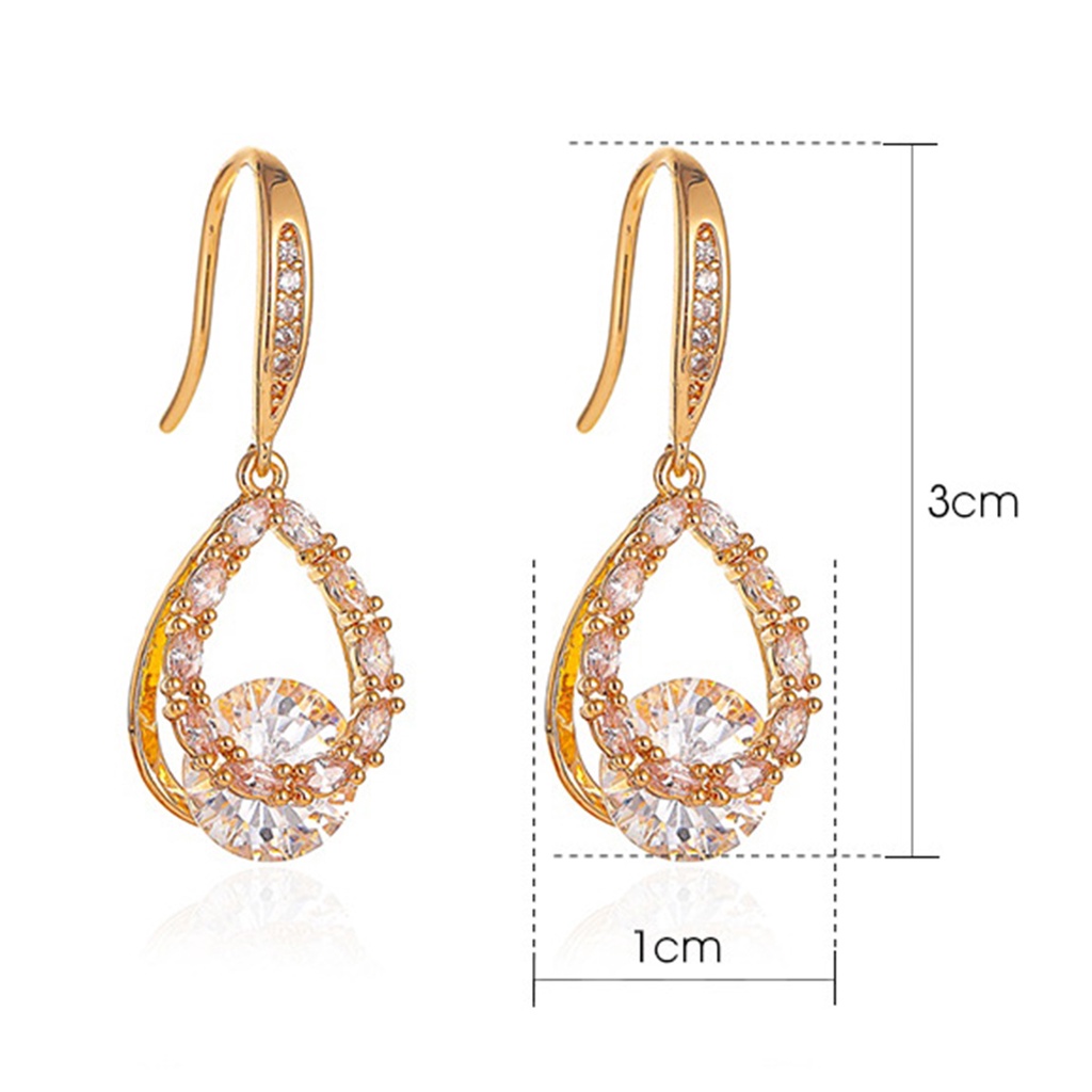 Hu Hu Hu Hu Hu Alat Bantu Pasang Kacamata♡ 1 Pasang Anting Kait Wanita Bentuk Tetesan Air Hias Berlian Imitasi Berkilau Tahan Lama Untuk Pernikahan