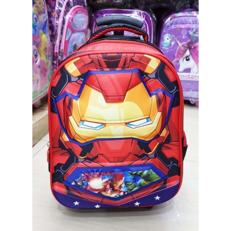 [Art. 78194] Tas Troli Anak Laki Laki Spiderman 3 Roda Sd Smp Import/ Tas Roda Anak Spiderman Roda 6