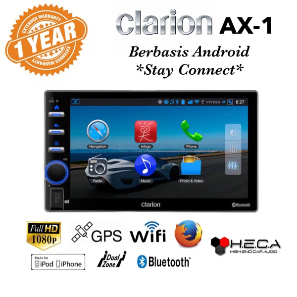 Clarion AX-1 Double din GPS AX1 Wifi Tape Mobil Head Unit Android