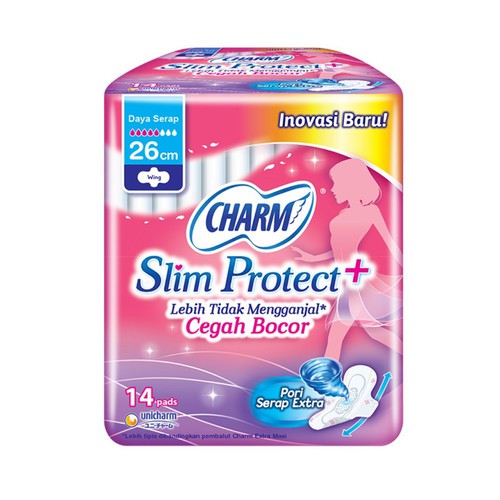 PEMBALUT CHARM TIPIS SLIM PROTECT 26 CM WING 14 PADS CEGAH BOCOR
