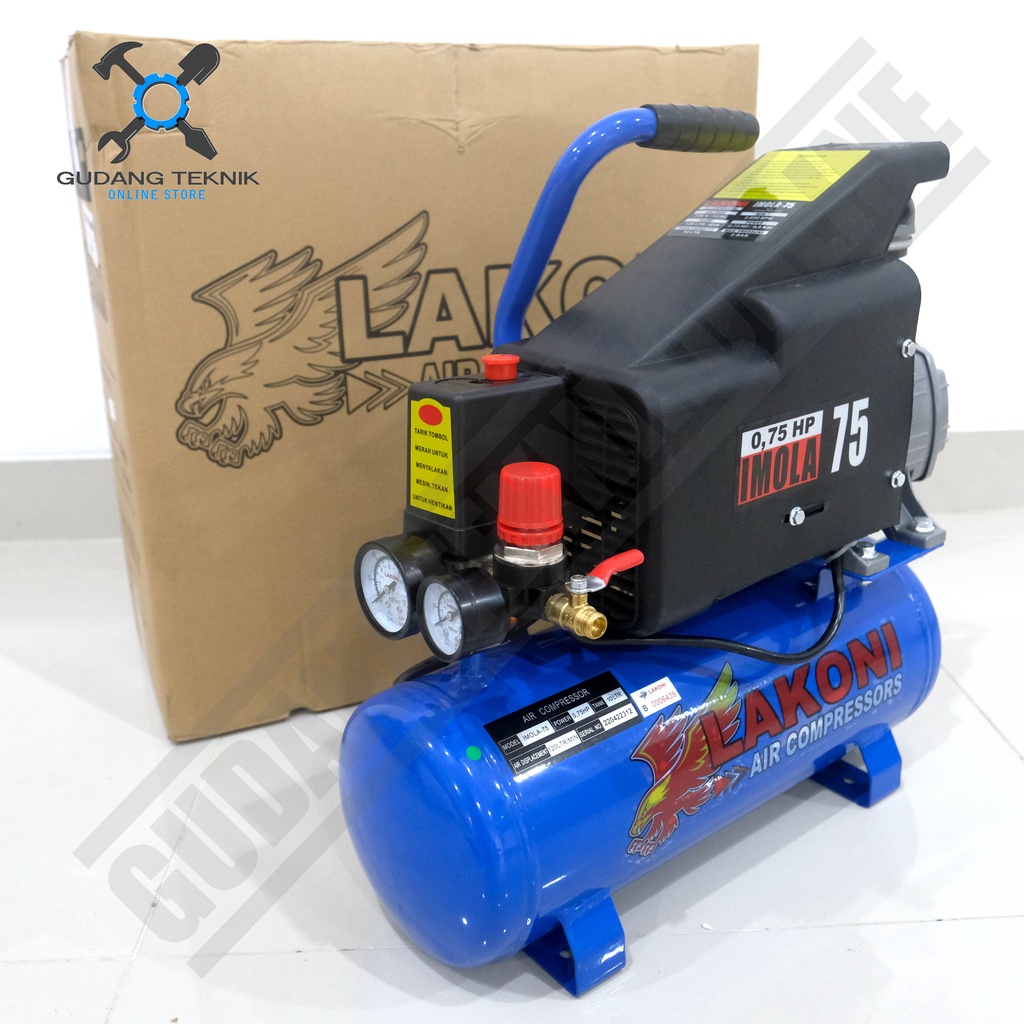 Kompresor Angin 0.75HP LAKONI IMOLA 75 / Air Compressor 3/4Hp 10L 75 - Compressor Portabel LAKONI