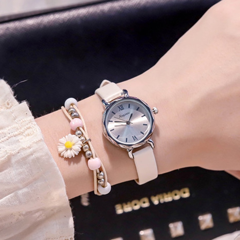 SANGCAKRA COD - Jam Tangan Casual Wanita Kecil Strap Pu Dial Bulat Romawi Korean Import Trendy Kekinian - JW20