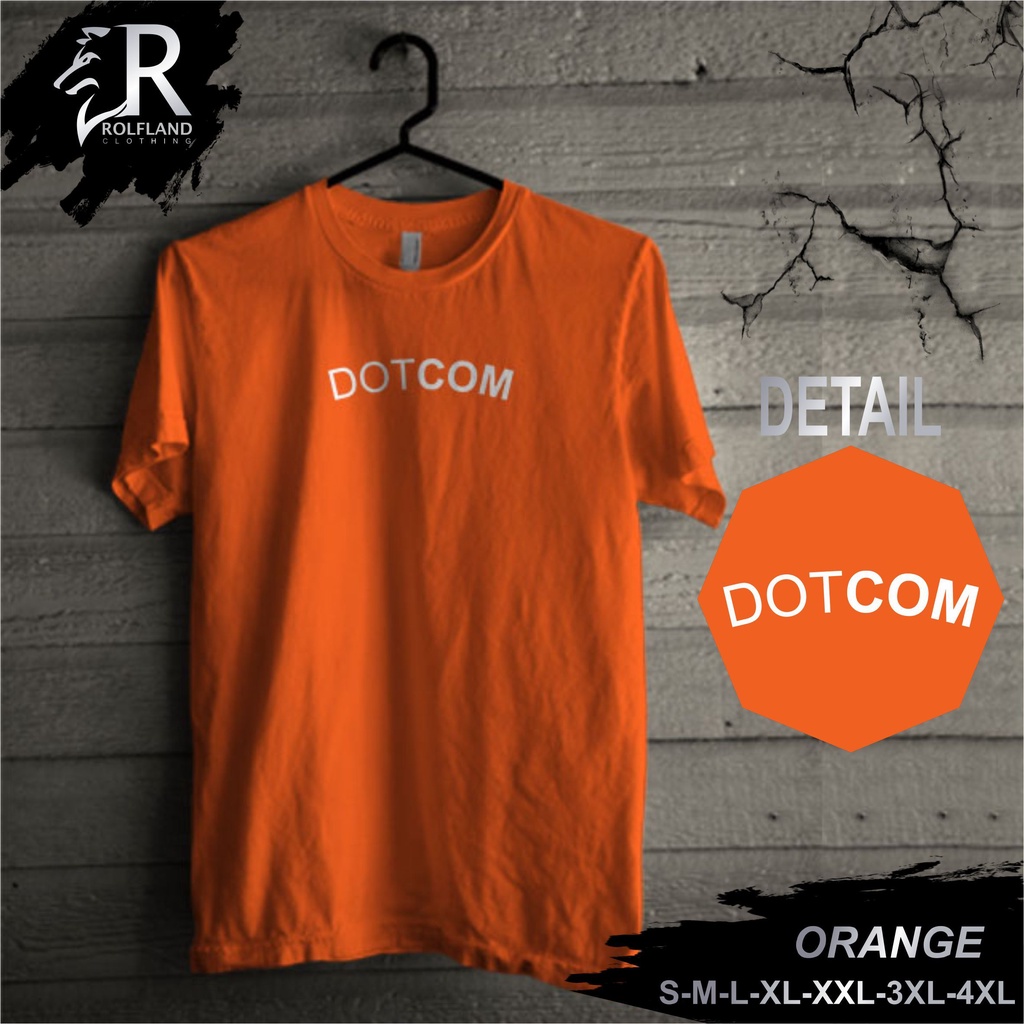 Kaos Pria Murah Bagus Distro Keren Jumbo Polos Dewasa dan Motif Dotcom Orange Sporty Streetwear