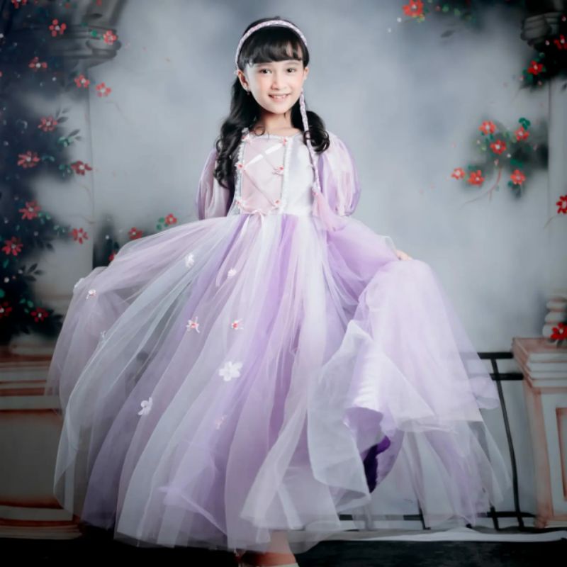 dress rapunzel gaun pesta anak gaun Rapunzel gaun ulang tahun anak dress princess rapunzel dress sno