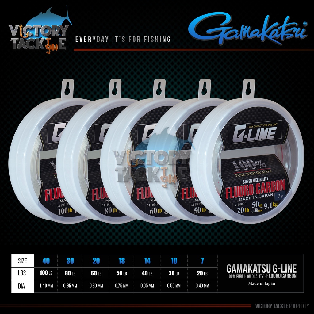 Senar Pancing Benang Leader  GAMAKATSU G-LINE FLUOROCARBON BIG SPOOL 50 METER