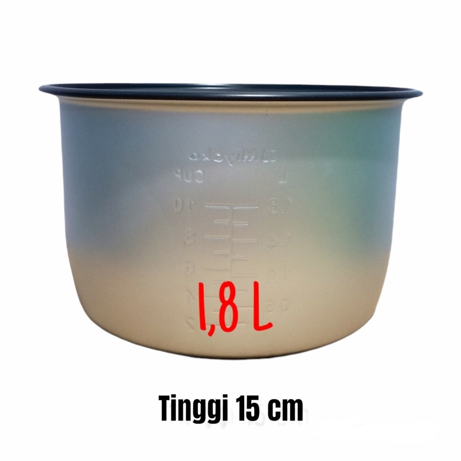 Panci Rice Cooker Magic Com Teflon Miyako 1.8L Ukuran 13cm 15cm