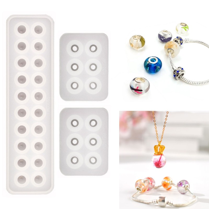 Glitter Bead Pendant Bracelet DIY Craft Resin Silicone Mold Jewelry Making Casting Mould