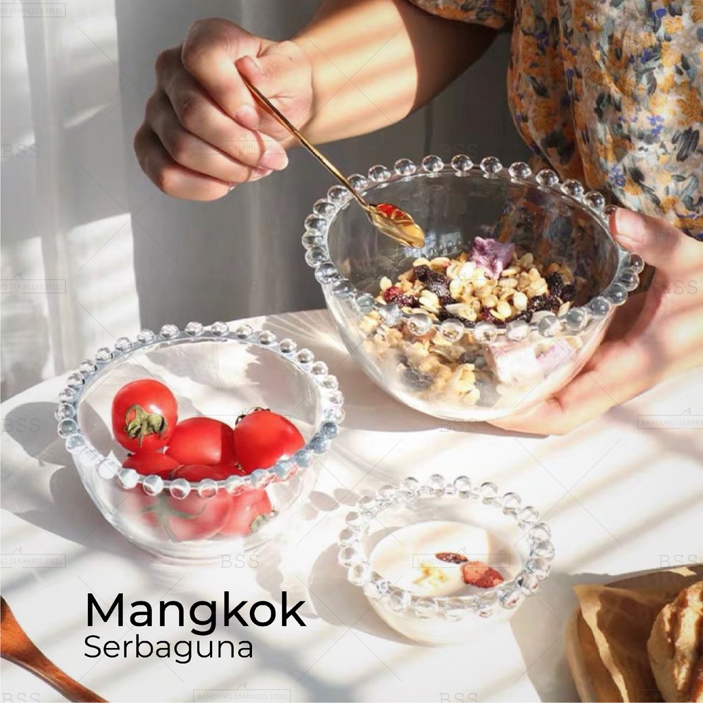 Mangkuk mangkok kaca vintage cantik unik Tempat Bumbu Saos salad Retro Gaya Nordic Glass Bowl