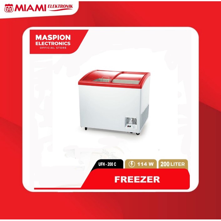 Freezer Box Maspion UFH-200C / UFH200C-GY Sliding Glass Freezer 200 Liter 114 Watt