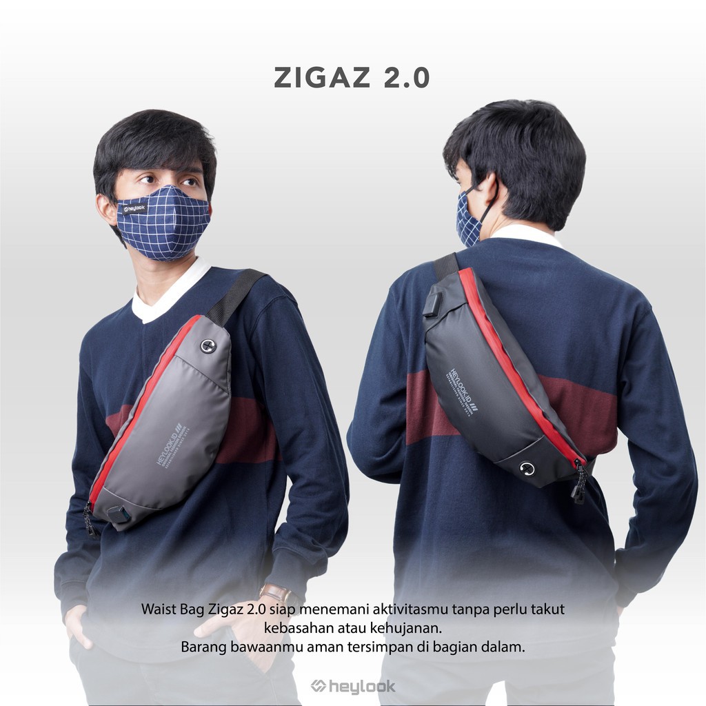 [BISA COD] WAISTBAG Tas Selempang ZIGAZ NEW Pria Wanita Trendy Waterproof Anti Air