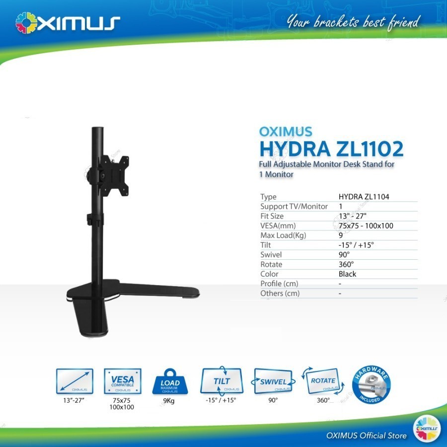 BRACKET MEJA LCD LED TV Monitor 13&quot; - 27&quot; OXIMUS HYDRA ZL1102