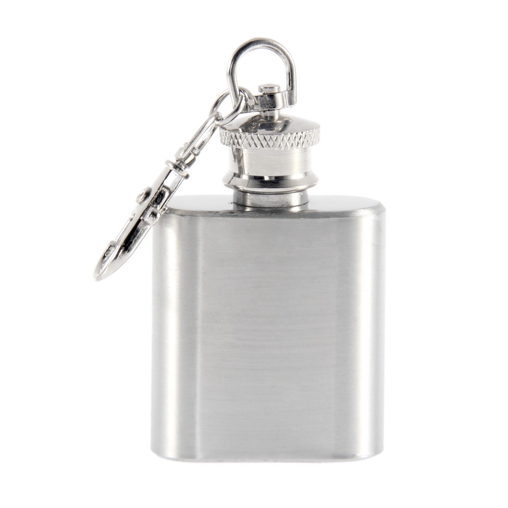 Botol Hip Flask Mini 1oz Bahan Stainless Steel Dengan Gantungan Kunci