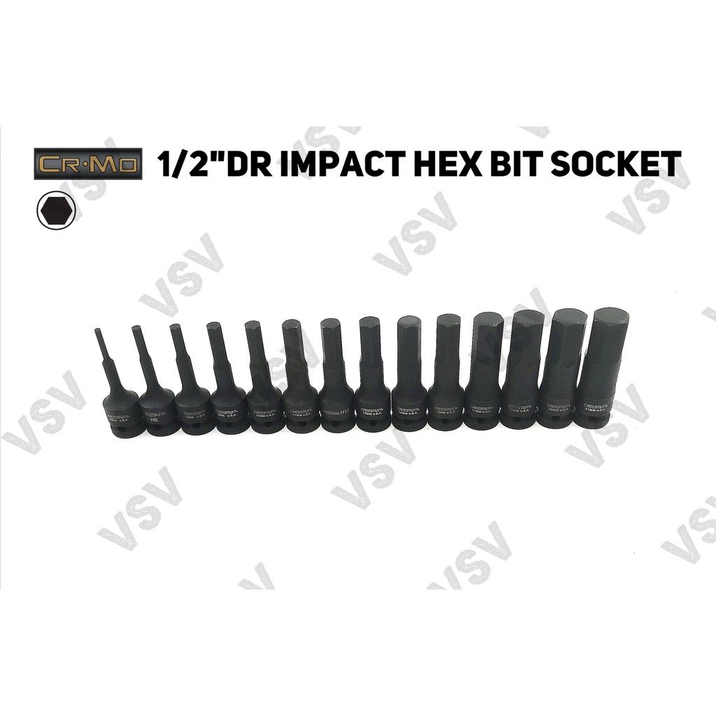 Gestar impact Hex Bit Socket 1/2&quot;DR 10mm Mata Sok Impact L 10 mm