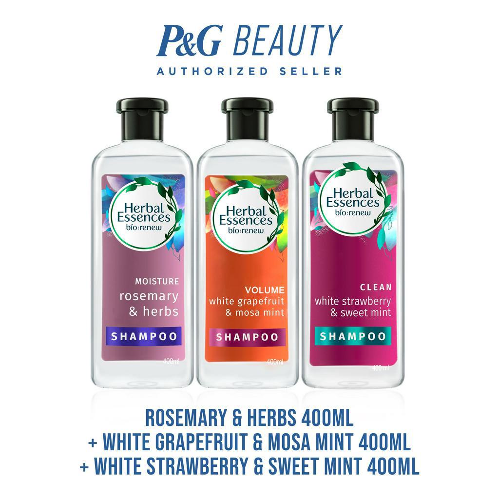 Herbal Essences Bio:Renew 3 Shampoo Mix 400ml Rosemary + White Grapefruit + Strawberry Mint