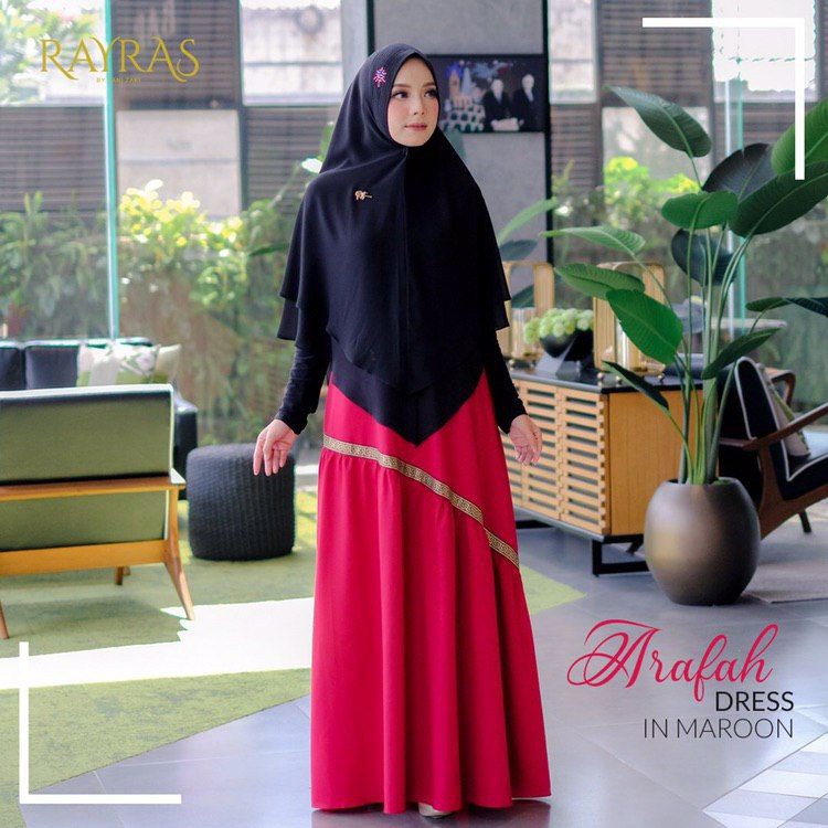 ARAFAH DRESS MAROON || Gamis Syrai Original by Rayras