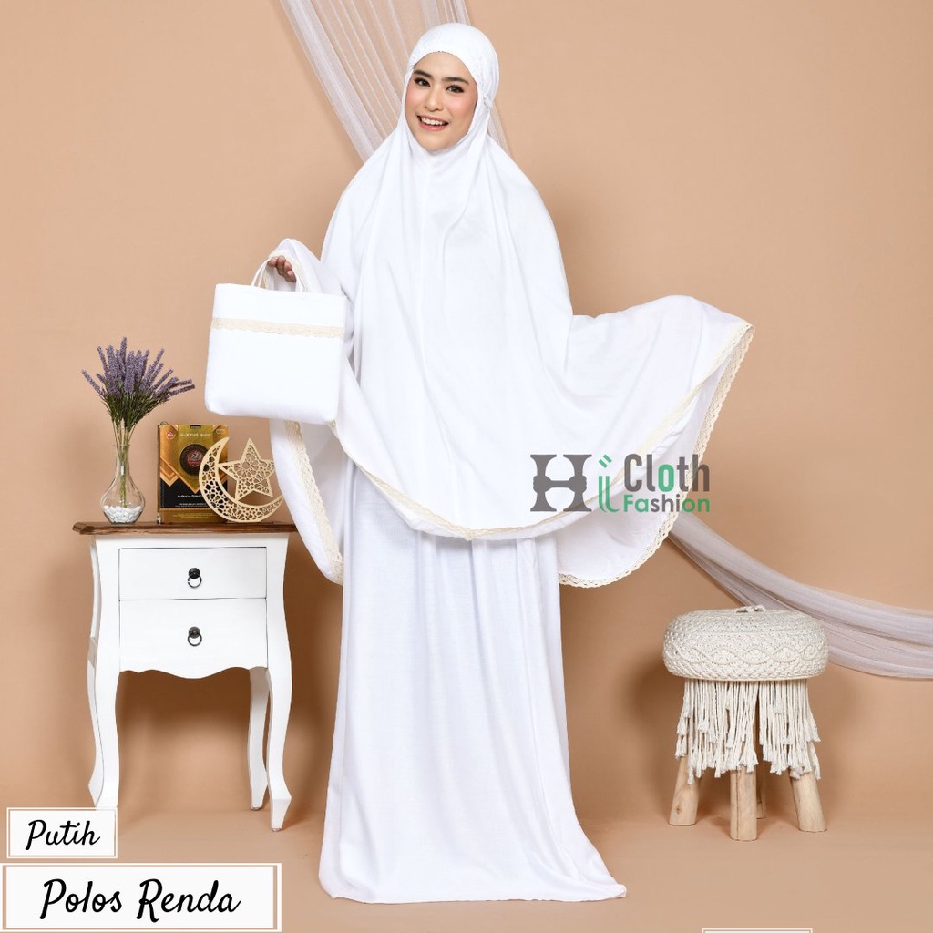 mukena polos renda rajut import | mukena dewasa jumbo