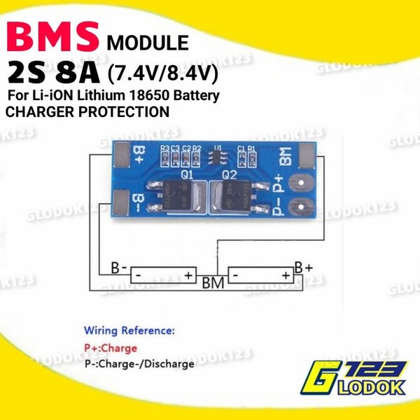 Modul BMS Battery Charger Protection Pelindung Baterai 18650 2S 8A