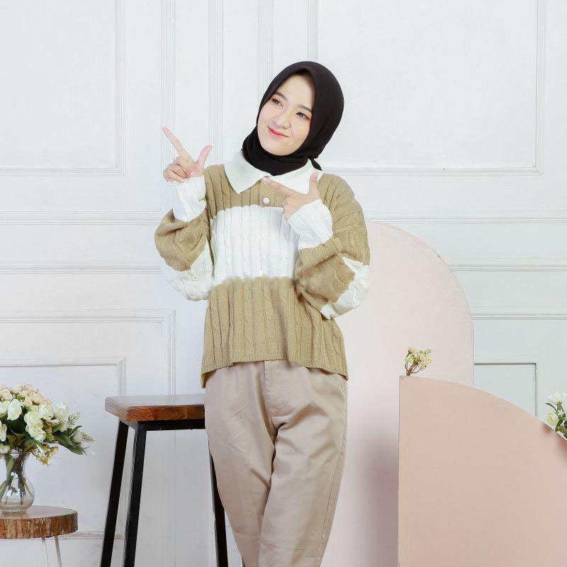 Belleza Outlet baju rajut Cardigan rajut atasan wanita Fuji Cable