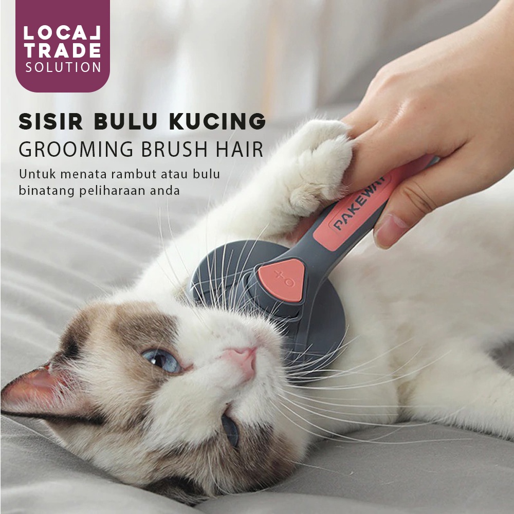 Sisir Bulu Anjing Kucing Anabul Otomatis PAKEWAY Grooming Brush Hair Removal Comb Slicker Brush