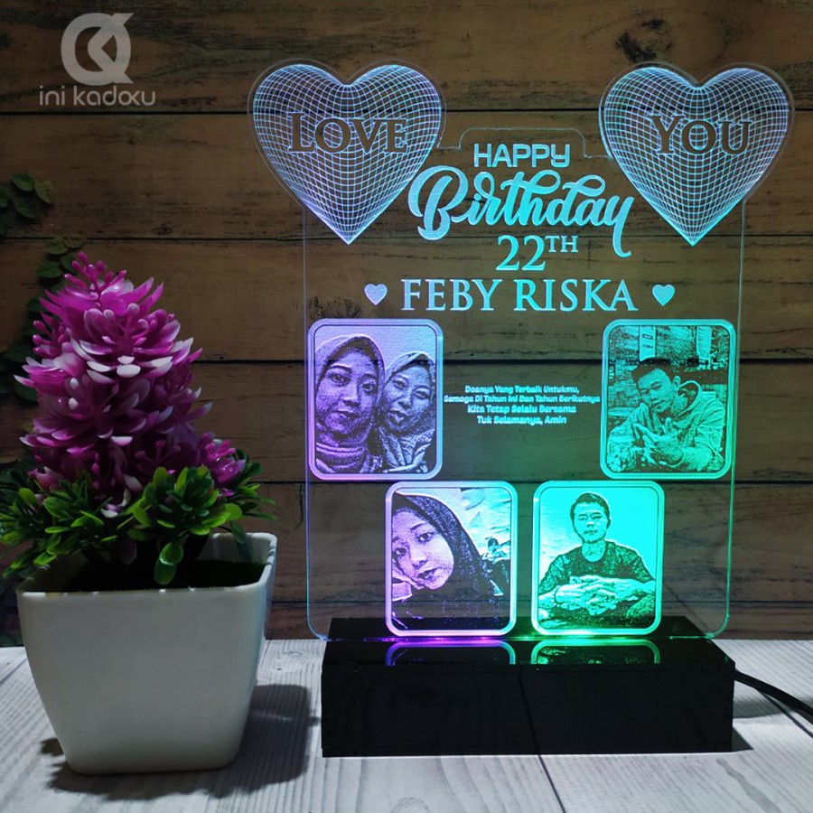 LAMPU TIDUR LED AKRILIK CUSTOM GRAFIR LASER - Nggak Pakai Jam