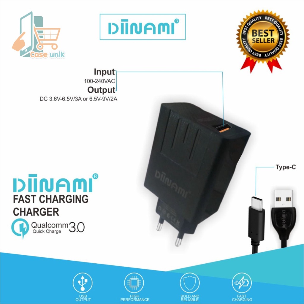 Q58  Charger DIINAMI Power 3A 18W Quick Charging TIPE C USB Fast Charging Port Smart Protection Garansi Resmi 1 Tahun CS3637