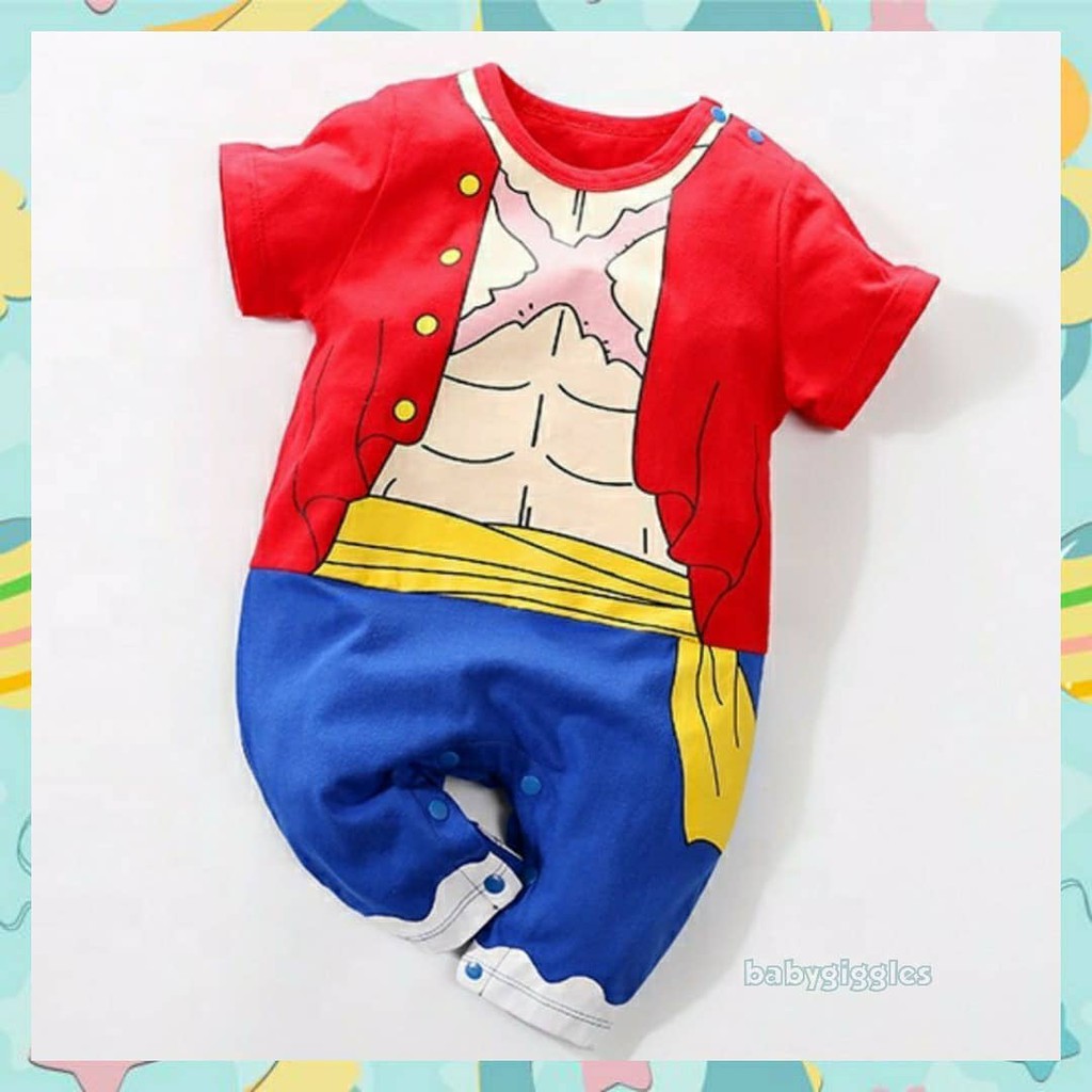 Baju Romper / Jumper Anak Bayi Laki - Laki Anime Luffy One Piece
