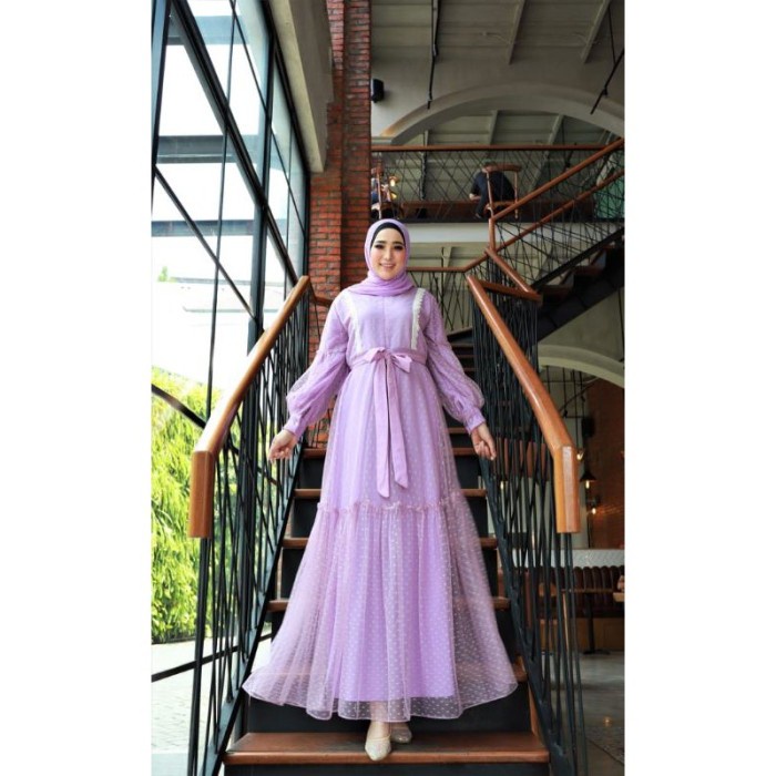 TERBARU       Pink Ori Eloise Ori Dot Dress Tile Grey Lebaran Lilac Muslim Glz Milo