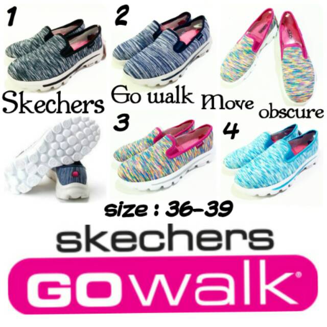 Sepatu skechers slip on woman go walk move obscure terbaru dan termurah