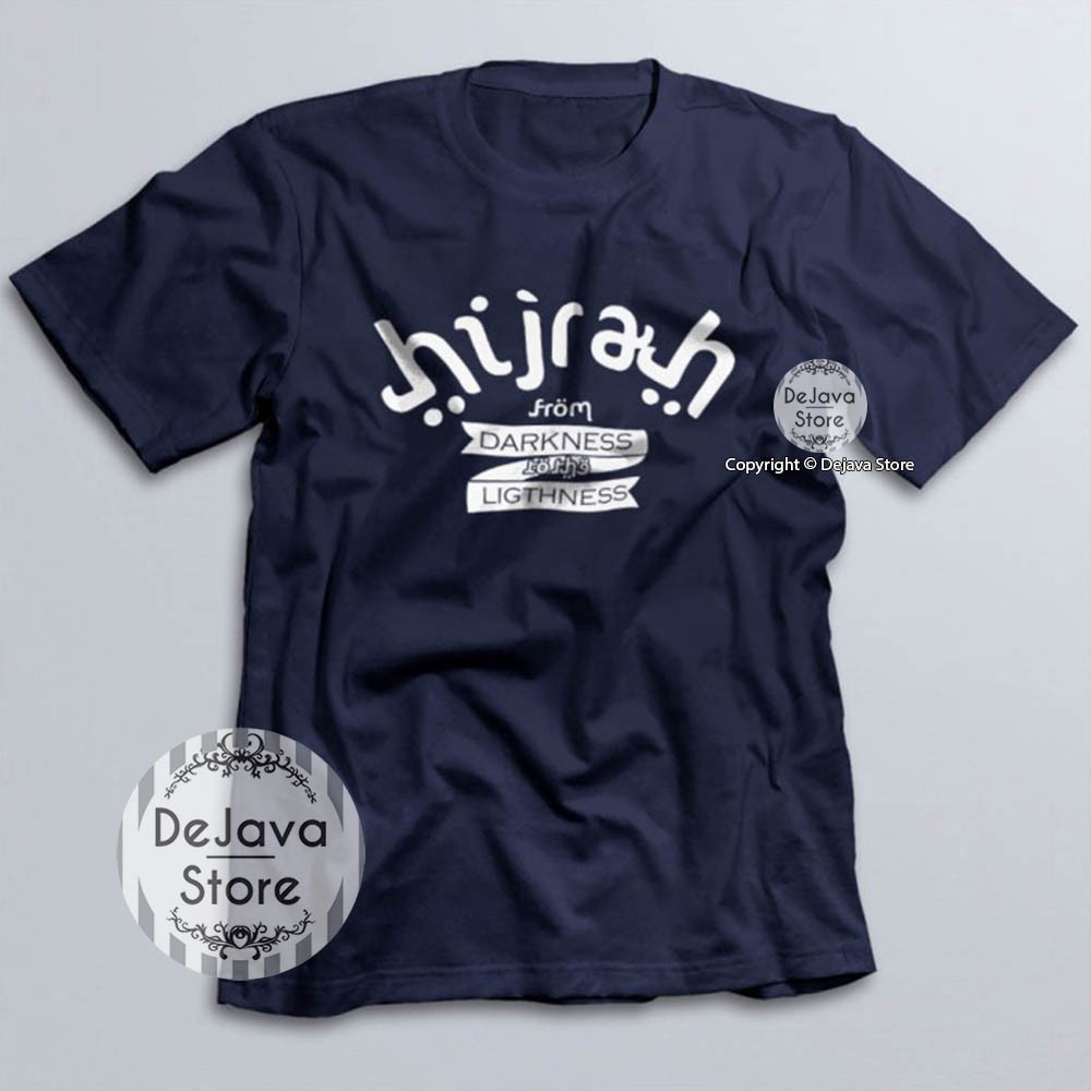 Kaos Dakwah Islami HIJRAH FROM THE DARKNESS TO THE LIGHTNESS - Tshirt Distro Muslim Premium | 019-NAVY
