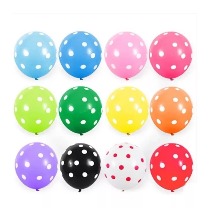 Balon Latex Polkadot 12 Inch / Balon Motif Bintik Bintik / Balon Polkadot Warna Warni / Balon Polkadot Mix