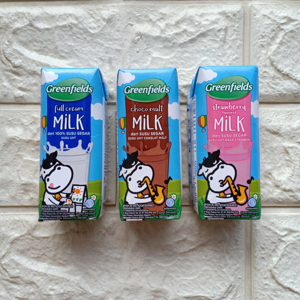 Susu Greenfields 125ml Full Cream Choco Malt Coklat Cokelat Strawberry Stroberi 125 ml greenfield