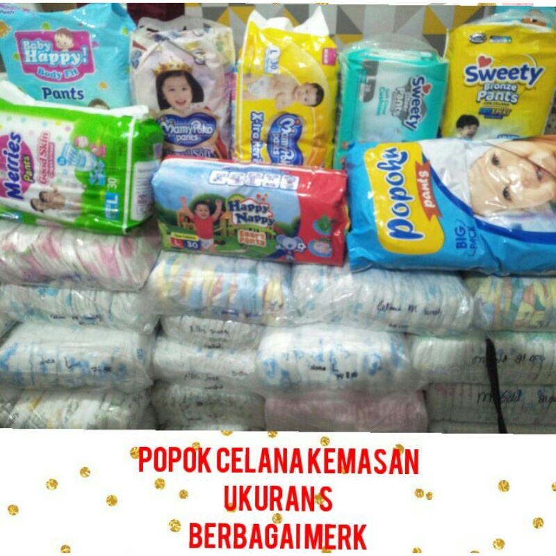 POPOK CELANA S Kemasan berbagai merk