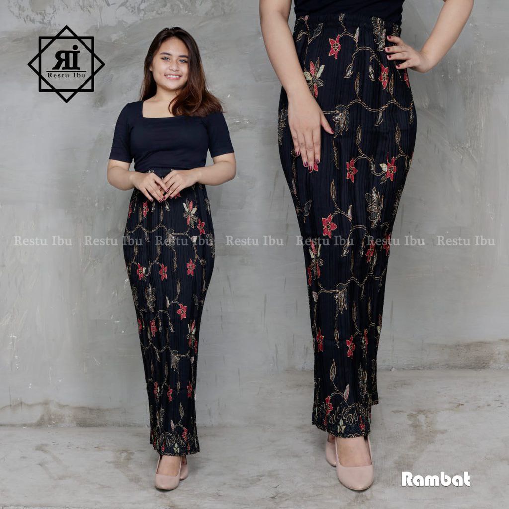 Rok Plisket Span Kerja Wanita Motif Batik Bodycon Badan Kecil Dan Besar Bisa Pakai Bawahan Kebaya Tunik Kemeja Bahan Semi Silk Sutra Premium