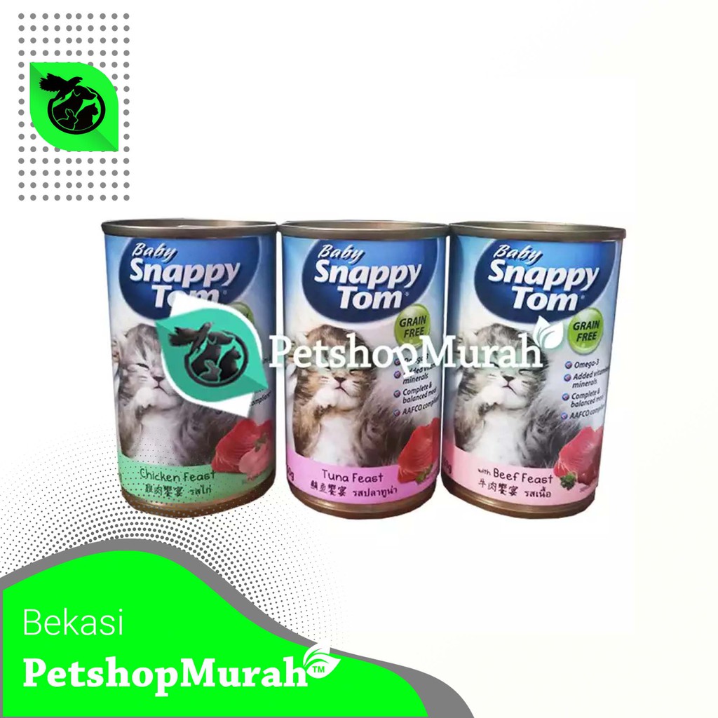 Makanan Kucing Snappy Tom Baby Can 400gr Chicken Beef Tuna Cat Food 400 gr Daging Kornet