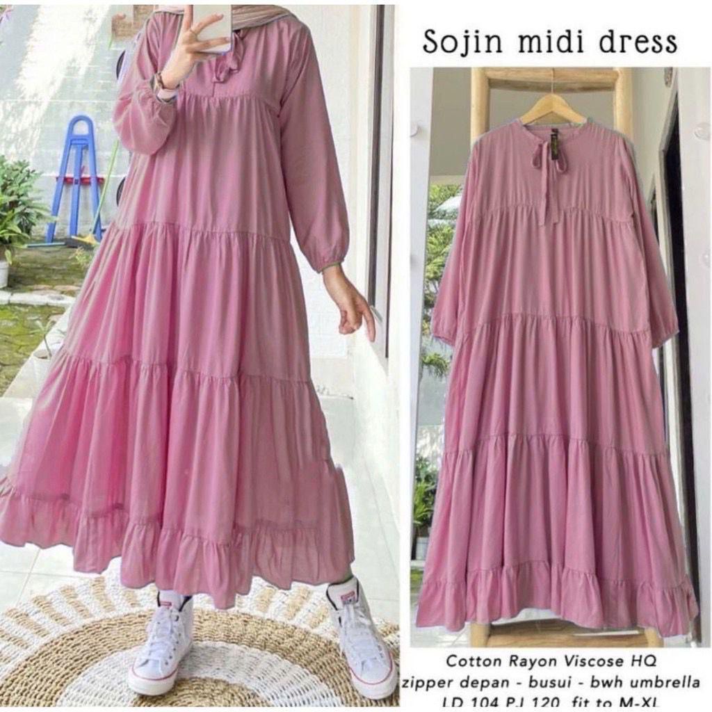 MIDI DRESS BAHAN RAYON / MIDI DRESS CRINKLE AIRFLOW